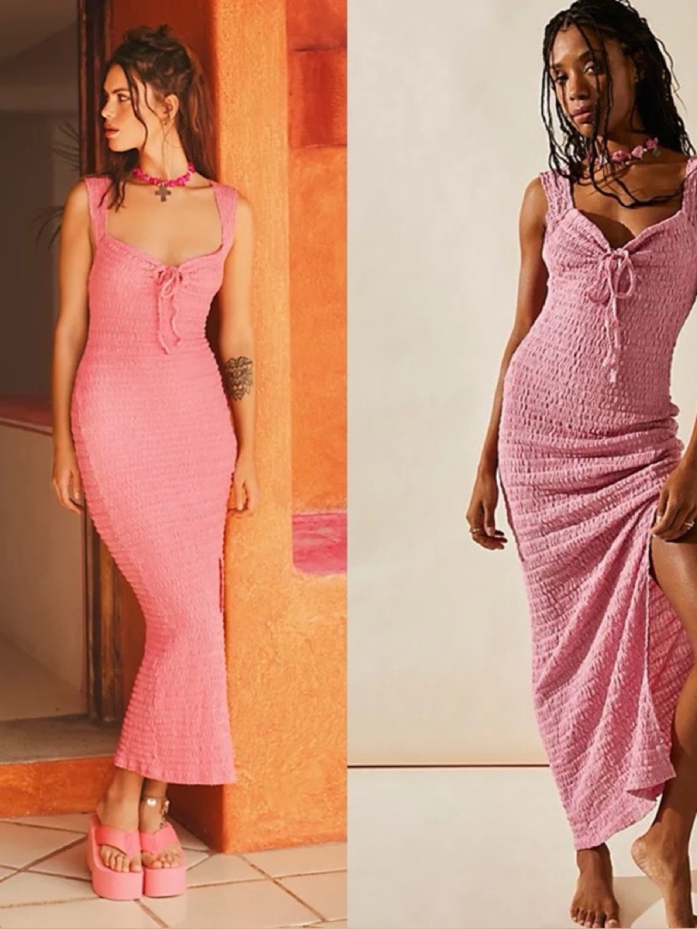 Free People Fp Beach Eleni Bodycon Midi Dress Pink Women’s Size M